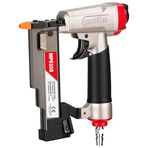 meite 23 Gauge Pin Nailer, 1-3/8' Pneumatic Headless Pin Nailer, Safety Switch Micro Pin Nail Gun for Fine Molding, Trim, Paneling and Craft Work