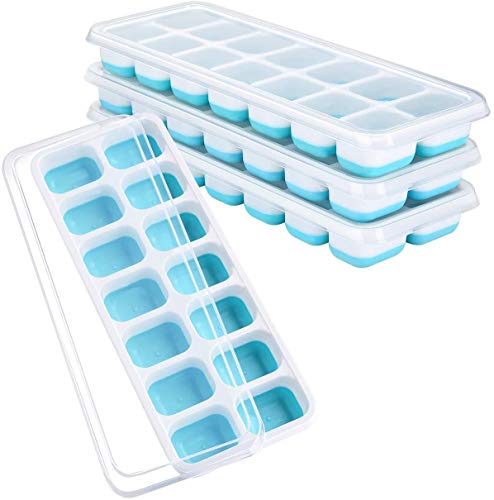 TOPELEK (4 Paquets Bac à glaçons en Silicone 14 Blocs Glaçons pour Whisky, Cocktails, Boissons, sans BPA, LFGB, Bleu