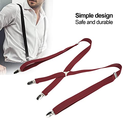 Qcwwy Hosenträger für Herren, Verstellbar, Elastisch, rutschfest, Sicher, Langlebig, Robust, aus Metall, Bequem, Hosenträger für Dating, Arbeit, Hochzeit, Vatertagsgeschenke(Rotwein)
