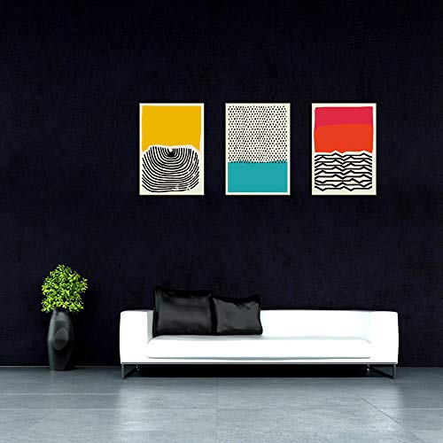 Modern Abstract Art Prints Yellow Red And Blue Canvas Poster Canvas Wall Art Paintings For Living Room Wall Artworks (Geometry, 12X16Inchx3) #TOP6
