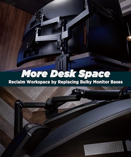 Image of ULTRARM Heavy Duty Dual Monitor Arm for Ultrawide Monitors up to 57 inch and 44 lbs, Dual Monitor Stand for Dual 49 inch Vertical Stacked Monitor Mount Height Adjustable - 100x100 VESA Mount, Black, MA20P-D