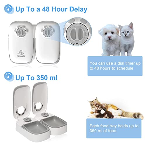 PeTnessGO Automatic 2 Meals Cat Feeder, Pet Feeder with Timer, Timed and Portion Control for Dry or Semi-Moist Food… - Image 2