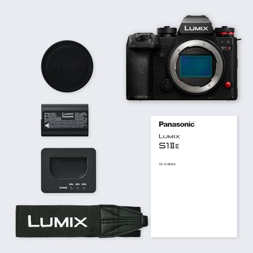 Panasonic LUMIX S1IIE Spiegellose Vollformatkamera, nur Gehäuse, 24 MP, CS4K 60p, 6K 30p Open Gate, ProRes RAW, Phasen Hybrid AF, L-Mount, Schwarz