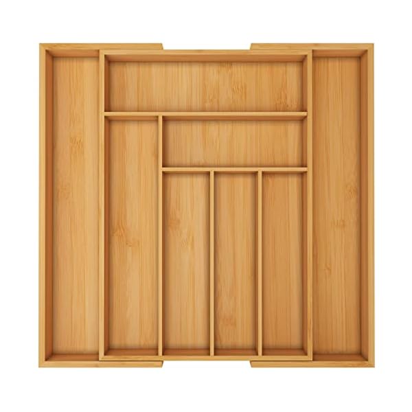Utopia Kitchen Caddy Expandable Drawer Organizer, Bamboo Dividers Organizer for Kitchen, Silverware, Flatware, Living Room, Makeup Drawer & Utensil Holder, Natural Wood