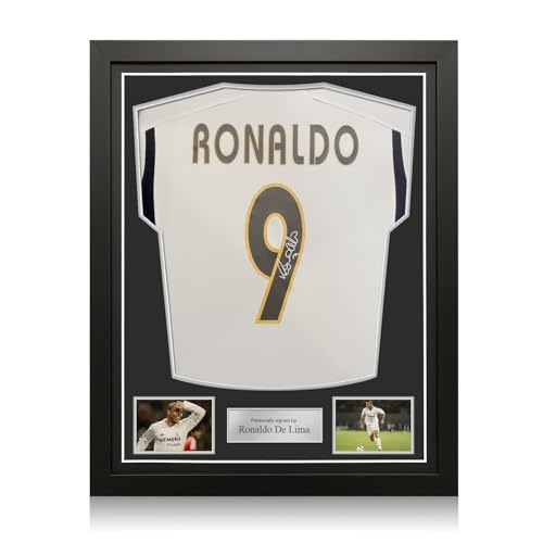 Exclusive Memorabilia Ronaldo de Lima Signed Real Madrid 2023-24 Soccer Jersey. Standard Frame, One-Size, White