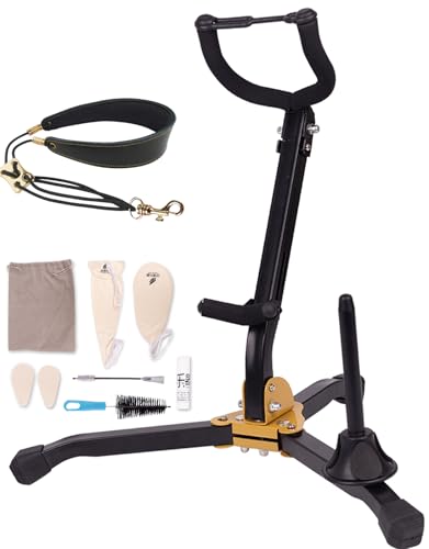 WodGod Folding Tenor Saxophone Stand Clarinet Stand with Saxophone Cleaning Kit,Adjustable Saxophone...