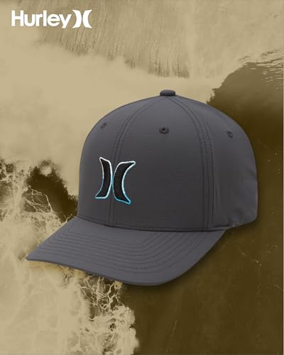 Image of Hurley Men's Baseball Cap - Dana Point Cotton Ripstop Stretch Fitted Cap for Men with Gradient Embroidered Icon (Size: S-XL)