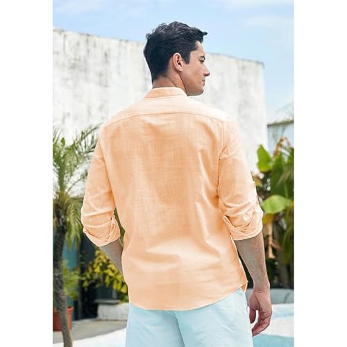 Image of Vida Loca Men Full Sleeve Solid Cotton Blend Straight Slim Fit Kurta Shirt for Men's.