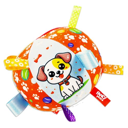 FANCY Balle Sonore pour Chien 13 cm – Balle de Jeu Interactive, Peluche pour Petit Chien, Jouet Extérieur avec Bruit, Résistante et Douce (Coloré)