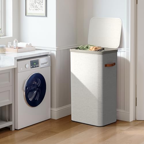 Sorbus Laundry Hamper with Lid - Collapsible Fabric Laundry Basket with Handles and Removable Laundry Bag – 26.5 Gallon (100 L) Dirty Clothes Hamper for Bedroom, bathroom and dorm (Beige) — view 3