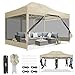 COBIZI Pavillon 3x4,5,Faltpavillon 3x4,5 Wasserdicht Stabil,Pavillon Faltbar Anti-UV mit Mesh-Seitenwände,Pavillion für Camping Events, Partyzelt Gartenzelt mit Tragetasche(3 mal 4,5m Khaki)