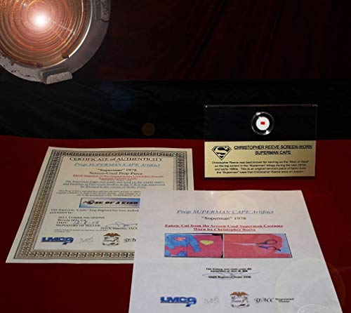 screen-used superman cape piece real cape artifact in case frame plaque coa