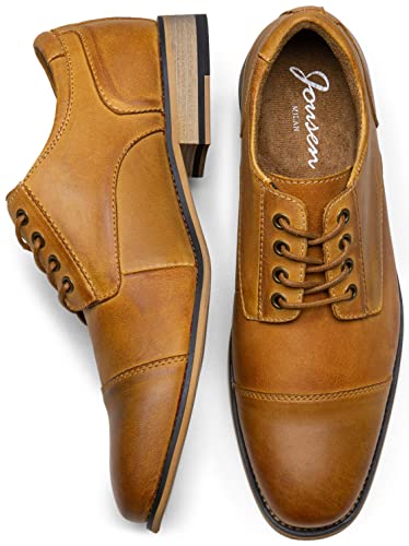 Image of Jousen Men's Dress Shoes Leather Wingtip Formal Business Oxford Shoes Brogue Retro Derby Dress Shoes for Men