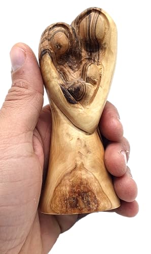 Estatua Sagrada Familia Corazón 4.7" Madera de Olivo miniatura 2