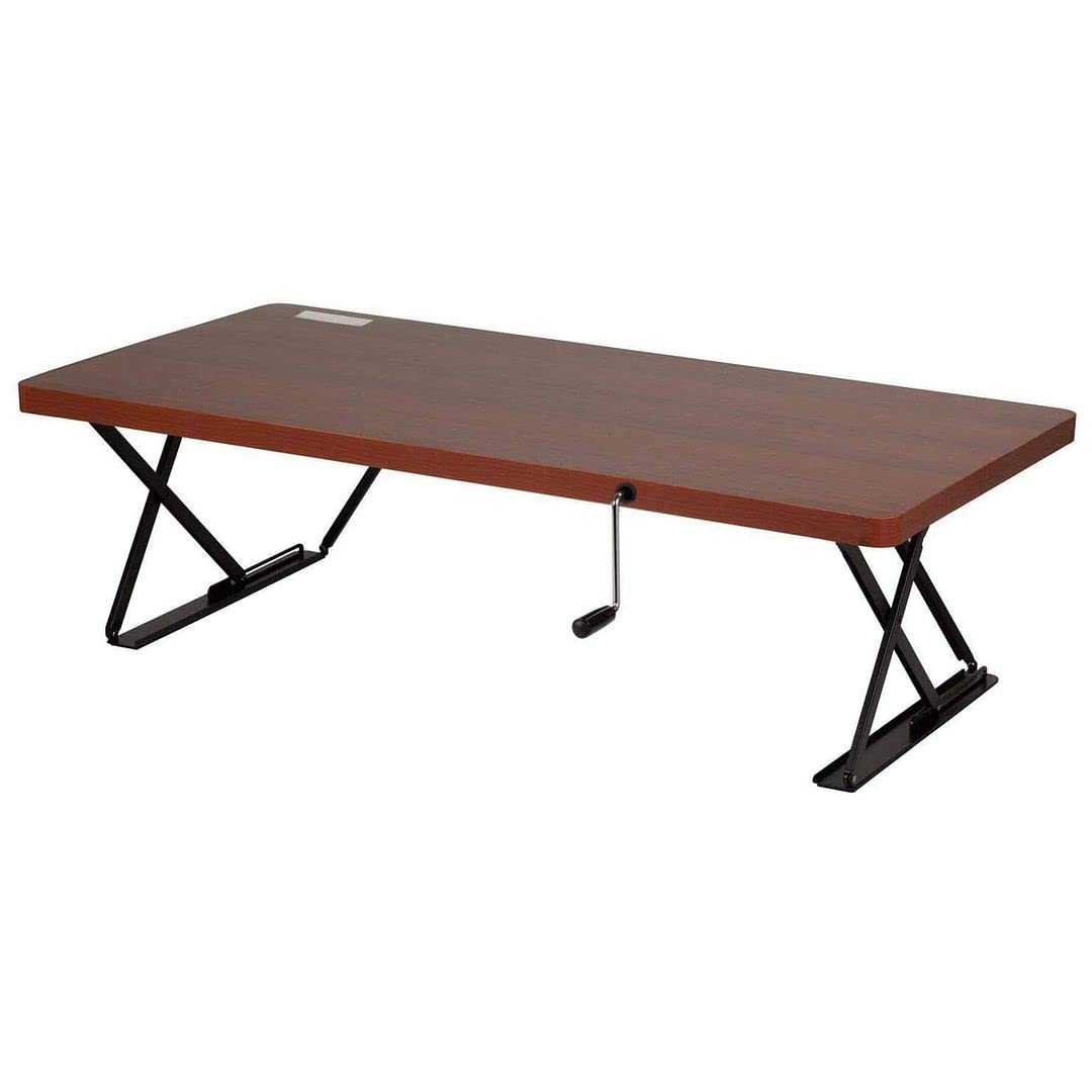 Photo 1 of **WIRE AND COMPONENT IS DETACHED FROM ONE SIDE , SEE PHOTOT**
Manual Adjustable Height Computer Tabletop, Crank Lift, 47x24x15 (LxWxH) (Cherry)