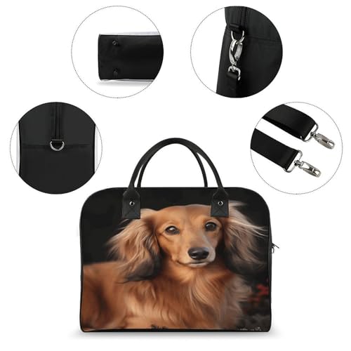Maletín para portátil con diseño de perro salchicha y correa ajustable miniatura 6