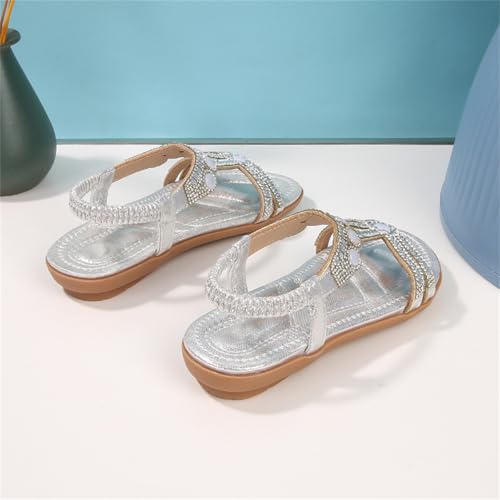 Toddler Girls Sandals Elastic Strap Soft Rubber Princess Flat Shoes Summer Cute Beads Summer Shoes3