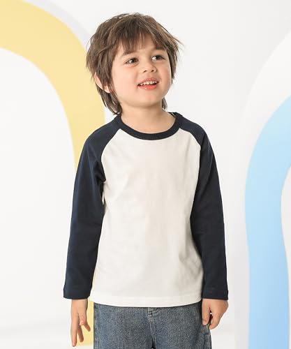 GFQLONG Toddler Boys Girls 3 Pack Cotton T-Shirts, Baby Fall Long Sleeve Solid Crewneck Tees4