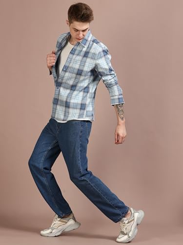 Image of StitchX Men's Full Sleeve Checkered Casual Spread Collar Cotton Shirt