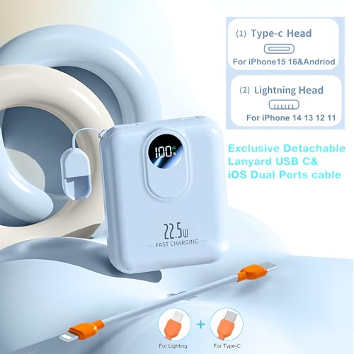 Cargador portátil para viajar con 4 salidas y cables para iPhone 16 y iPad 5