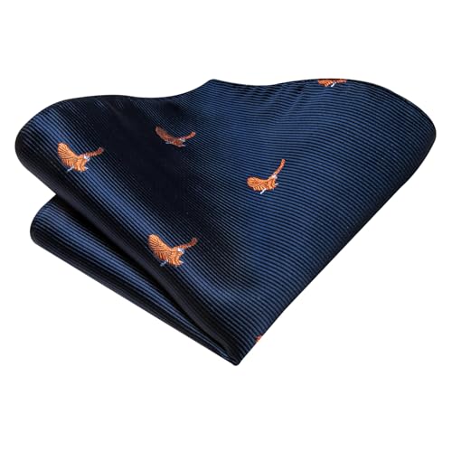 Image of Hi-Tie Navy Blue Eagle Ties Set for Men Woven Formal Necktie Lapel Pin Pocket Square Cufflinks Sets Formal Business Wedding