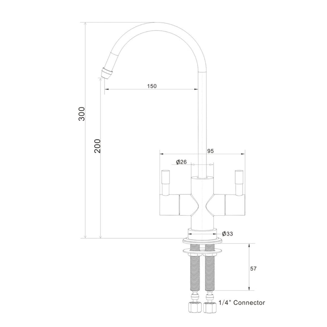Rubinetto di prelievo 2 vie Shurity 210 per depuratori 1/4″ (Nickel Spazzolato)