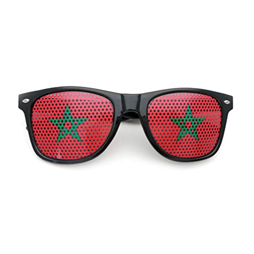 AMMICCO Lunettes de Soleil Drapeau Pays Coupe du Monde 2 paires Lunettes Grille Trous Lunettes Supporter Décoration Accessoires Photo Lunettes Fête Party Sportif Football (Maroc) Cover