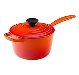 Le Creuset Signature Cast Iron Saucepan, 1-3/4-Quart, Flame