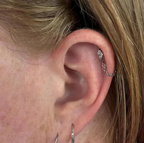 16G 18G Helix Earring Rook Piercing Jewelry Titanium Dangle CZ Chain Tragus Stud Flat Back Stud Cartilage Earring4