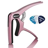 Leo Jaymz Heavy Duty Guitar Capo for Acoustic/Electric Guitars, Guitar Clip made of Zinc Alloy Metal, Guitar Clamp for Bass Classical Guitar, Ukulele, Mandolin,Banjo (Lceberry Pink)