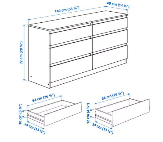 Image of Kullen Chest of 6 Drawers (Black-Brown)