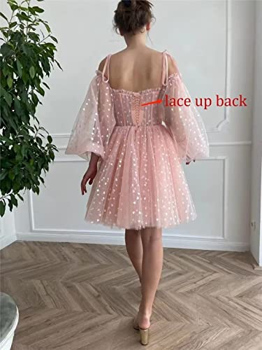 Maxianever Glitter Heart Tulle Homecoming Dresses for Teens Sweetheart Petite Prom Dresses Spaghetti Straps A Line3