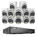 ANNKE 1080P Kabelgebundenes Überwachungskamera Aussen Set Set mit Audio, 16 Kanal 3K Lite DVR mit 12x 2MP Kameras mit Dual-Licht, Farb-Nachtsicht, Mensch-/Fahrzeugerkennung, IP67, ohne Festplatte