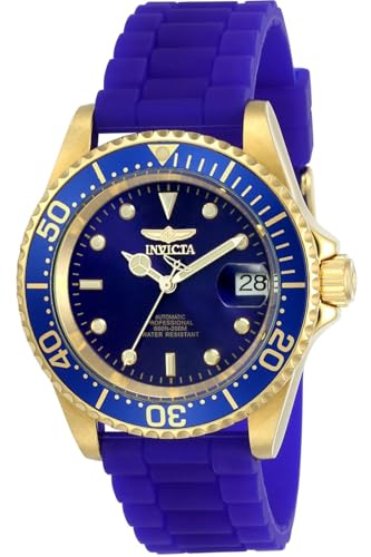 Invicta Men's 'Pro Diver' Automatic Gold-Tone and Silicone Casual Watch, Color:Blue (Model: 23682)