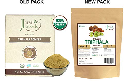 Just Jaivik Organic Triphala Powder - Usda Certified Organic, 227 Gms / 1/2 Lb Pound / 08 Oz - Best Of Indian Ayurveda #TOP1
