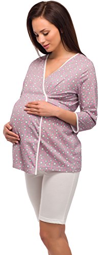 Be Mammy Pijama Premamá Lactancia 1L6S2(Gris/Corazón, XXL)