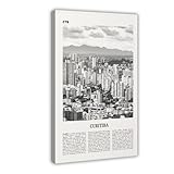 DUYIGCR Curitiba Black And White, Brazil, Brasil, South America Wall Decoration Poster Family Bar Restaurant Garage Cafe Art Sign Gift Frame 24' L X 36' W