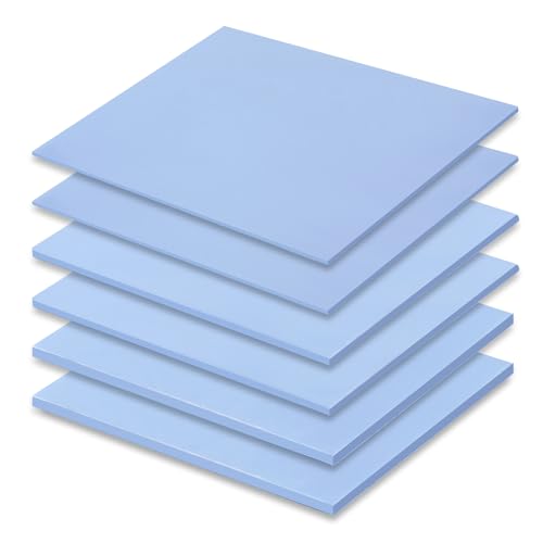 VooGenzek 6 Piezas 50 x 50 mm Almohadillas Térmicas de Silicona Grosor 0.5/1/1.5 mm con Conductividad Térmica de 6.0 W/mk, Almohadilla de Silicona Conductora Térmica Reutilizable, para SSD CPU GPU IC