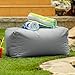 All Weather-Resistant Patio Outdoor Bean Bag Chair Ottoman Filled with Supportive Polystyrene Beads | Pretty Granite Gray Color Soft Plush Cozy Fluffy Best for Deck Porch Poolside Highly Comfortable