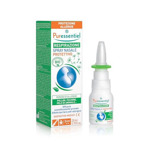 Puressentiel Respiratory Protective Nasal Spray 20ml - Allergy Protection - Helps Prevent Allergic Rhinitis - Seawater & Eucalyptus 100% Natural Origin - Protects Against Pollen, Dust & Pet Hair
