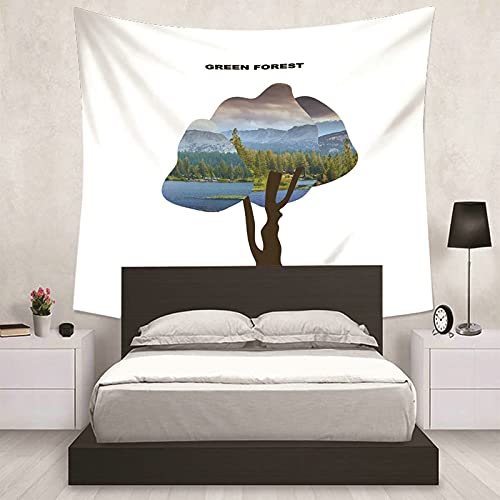 Tapiz de pared de bosque natural para transformar tu salón con frescura verde, 150x130 cm 7