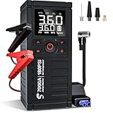 Jump Starter with Air Compressor, 7000A 180PSI Car Battery Jump Starter Jump Box (All Gas/10.0L Diesel), Battery Jumper Starter Portable Jumper Cables, Large LCD Display, LED Light Black