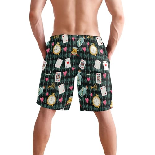 Quick Dry Playing Cards Men's Swimming Shorts Swim Trunks with Mesh Lining Beach Wear - S2