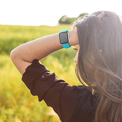 Sport Band Compatible with Apple Watch iWatch Bands 38mm 40mm 42mm 44mm,Soft Silicone Strap Wristbands for Apple Watch Series 3 Series 5 Series 6 Series 4 Series 2 Series 1 Series SE Women Men Pack 3 - Thumbnail 2