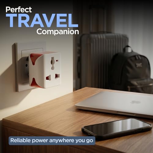 Image of UNIGEN Type G Travel Adapter | UK Plug for India to UK, UAE, Singapore & More | Universal Socket, 13A 250V 2500W| International Travel Plug Adapter | CE & RoHS Certified