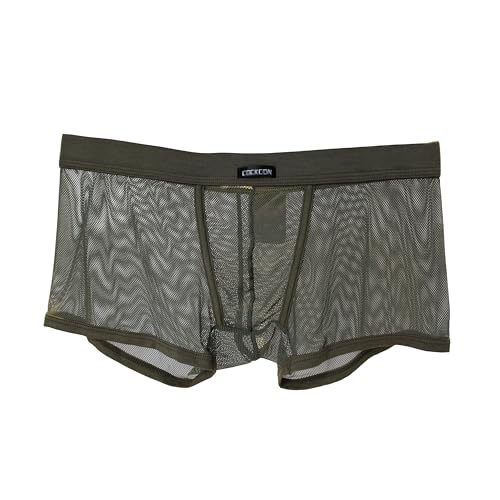 Men's Sexy Breathable Underwear Boxer Shorts Soft Fishnet Transparent Trunks