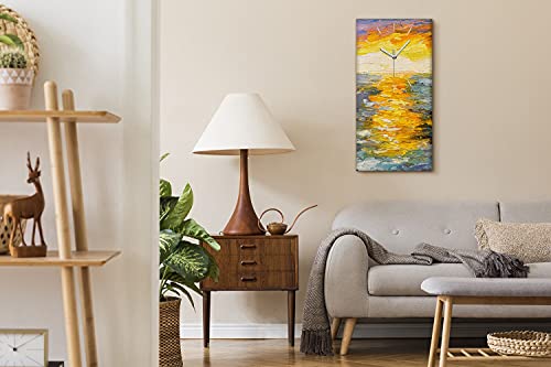 Horloge sur Toile Décoration Salon Ambiance Coucher de Soleil sur l'Eau