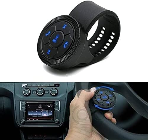 Close-up view of the wireless steering wheel control button.