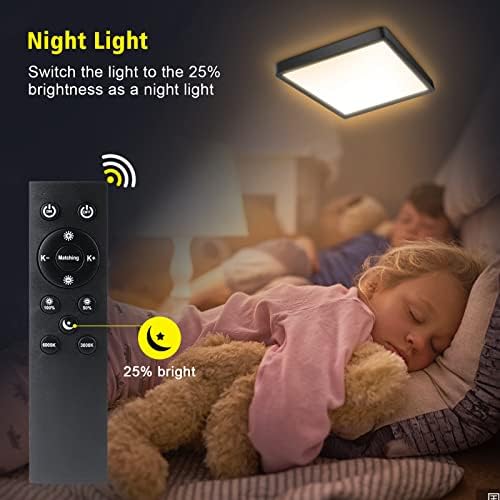 Smanu Dimmable LED Flush Mount Ceiling Light 18W 1500LM 8.7 Inch Square Flat Lighting Fixtures with Remote Control for Bedroom, Kitchen, Living Room, and Dinning Room 3000K-6000K Adjustable