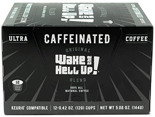 Wake The Hell Up! Dark Roast Single Serve Coffee Pods | Ultra-Caffeinated Coffee For K-Cup Compatible Brewers | 12 Count, 2.0 Compatible #TOP2